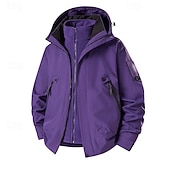 preiswerte aktive Jacke-Damen Freizeitjacke Wasserdichte Regenjacken Regenmäntel 3-in-1-wasserdichte Daunenjacke Wasserdicht Bequem Reißverschluss Tasche Lässig Einfach Urlaub Straße Alltagskleidung Ausgehen Reisverschluss