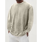 preiswerte Basic-T-Shirts-Herren T-Shirt Langarmshirt Langarm Rundhalsausschnitt Herbst Winter Retro Einfarbig Mode Designer Nostalgisch Mode Jahrgang Urlaub Straße Ausgehen Schwarz Himmelblau Olive Top T-Shirt für Herren