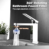 ieftine Gadgeturi de Baie-bucătărie universală rotativă la 360 de grade &amp;Purificator de apă pentru robinet de baie - Pachet de 2 robinete cu filtru de apă pentru chiuvetă cu 6 cartușe de filtrare - elimină clorul, fluorul și