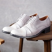 economico Scarpe Eleganti Classiche-scarpe eleganti da uomo in vera pelle, modello Oxford – scarpe formali da lavoro con lacci, stile brogue vintage, per ufficio, matrimoni ed eventi serali