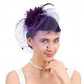 abordables Fascinadores-Fascinators Pluma Boda Vintage Con Gorra Celada Sombreros