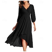 Femmes Robe Longue Maxi Robe Robe de Soirée Mousseline de Soie Robe en Chiffon Élégant Mode Moderne Extérieur Soirée Coupe régulière Uni manche longue Col en V Noir Blanche Rouge Bleu Printemps abordables Robes en chiffon-Femmes Robe Longue Maxi Robe Robe de Soirée Mousseline de Soie Robe en Chiffon Élégant Mode Moderne Extérieur Soirée Coupe régulière Uni manche longue Col en V Noir Blanche Rouge Bleu Printemps