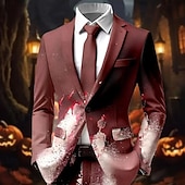 levne Pánské potištěné blejzry-Pánské Blejzr Kabát Venkovní ulice Ležérní Běžné Denní Podzim zima 100% polyester Krevní skvrny 3D tisk Knoflíky Zahřívací Pohodlné Jednořadé Blejzr A B C D