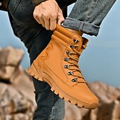 tanie Buty trekingowe-Męskie buty sportowe z wysoką cholewką ze skóry syntetycznej, do noszenia na co dzień | podeszwa antypoślizgowa do wędrówek pieszych i codziennego noszenia