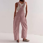 economico tute casual-Per donna Normale Tuta Attivo Tinta unica Senza Maniche Collo a U Tasca Bottoni Vacanza Quotidiano Vestibilità regolare Nero Giallo Rosa Autunno