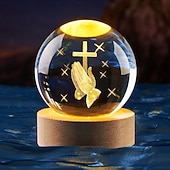preiswerte Weihnachtsgeschenklichter-3D-Statue der Jungfrau Maria aus Kristall mit Holzsockel, lasergravierte Glaskugelstatue „Unsere Liebe Frau von Guadalupe“, 3D-Kristallkugel, Mutter Maria, christlich-katholische religiöse
