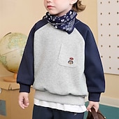 billiga Pojkars basebolljackor-Barn Unisex Baseballjackor Ytterkläder Färgblock Långärmad Ficka Komfort Mjukt Täcka Utomhus Bomull Mode Dagligen Vit Blå Grå Vår Höst 4 år +