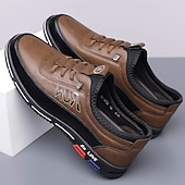 baratos Sapatos Casuais com Cadarço-Tênis confortáveis masculinos de couro sintético marrom – calçados antiderrapantes e acolchoados para atividades ao ar livre, para caminhadas, trabalho e uso diário