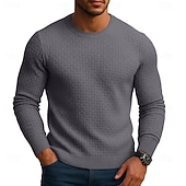 economico maglione pullover da uomo-Per uomo Maglione Maglione a maglia A Coste Maglia Top Regolari Jacquard Lavorato a maglia Semplice Girocollo Moda Essenziale Vacanza Casuale Abbigliamento Autunno Autunno &amp; Inverno Bianco Blu marino