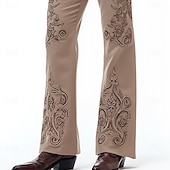 economico Pantaloni casual stampati da uomo-Per uomo Stampa Floreale Fiori Pantaloni da discoteca Pantaloni a zampa d'elefante anni '60 e '70 Misura del girovita medio Western Vintage Retrò All'aperto Vacanza Casuale Tasche Laterali Pantaloni