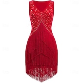 ieftine rochie de concurs-Rochie de dans latino cu ciucuri și strasuri pentru femei, costume de dans de sală pentru competiții, tango, salsa, rochii de dans flapper