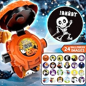 economico Forniture per feste-Orologio da polso digitale con proiezione spettrale di Halloween, 24 divertenti disegni di cartoni animati, con copertura di zucca luminosa - fantastico regalo per le feste &amp;bomboniera per ragazzi e