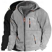 abordables Sweat à capuche en polaire-Homme Sweat à capuche Sweat à capuche zippé intégral Sweat à capuche en polaire Sweat à capuche doublé en polaire Noir + gris clair Bleu marine + noir Vin + gris foncé Vin+Noir Vert + Kaki À capuche