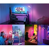 abordables Luces de Hogar Inteligente-Lámpara de pie RGB para sala de estar, lámpara de pie inteligente con control remoto de aplicación para dormitorio, oficina y lectura.