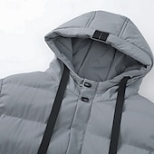 billiga Herrdunjackor och -parkas-Herr Vinterkappa Pufferjacka Vadderad jacka Ficka Bomull Semester Dagliga kläder Datum Normal Mode Ledigt Bekväm Håller värmen Höst Vinter Enfärgad / vanlig färg Svart Armégrön Grå Pufferjacka