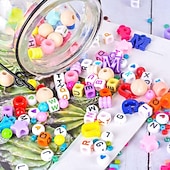 お買い得  子供のための-4655個のクレイビーズブレスレット作成キット収納ボックス付き、友情ジュエリー作り用のフラットプリプリービーズ、チャームが付いたポリマーヘイシービーズ10代の女の子向けのクラフト8〜12歳クリスマスギフト