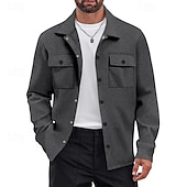 economico Giubbotti Casual-Per uomo Giacca Leggera Giacca Cargo Giacca Casual Vacanza Quotidiano Caldo Tasca Primavera Autunno Semplice Moda Classico Bavero Regolare Nero Rosso Cachi Grigio chiaro Grigio scuro Giacca
