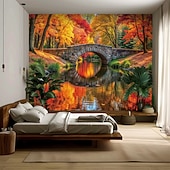 cheap Wall Tapestries-Tapestry Blanket Wall Hangings Landscape Nature Bridge Lake 3D Bedroom Living Room Dorm Teens Room College Dorm Guys Man Cave Frat Bedroom Home Decor