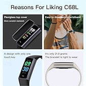رخيصةأون ساعات ذكية-C68L ساعة ذكية 0.96 بوصة الأساور الذكية المشي عداد الخطى متتبع النوم رصد معدل ضربات القلب تذكير المستقرة متوافق مع IP 67 شاشة لمس رصد معدل ضربات القلب رياضات ضد الماء العناية الصحية