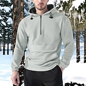 abordables Hoodie Tactique-Homme Sweat à capuche Sweat à capuche quart zippé Sweat à capuche en polaire Sweat à capuche tactique Noir Rouge Bordeaux Vert Gris Clair Café À capuche Uni Fermeture éclair Sport &amp; Loisir