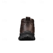 abordables Bottines-Homme Bottes Rétro Marche ancien Quotidien PU Confortable Bottes Mi-Mollet Mocassin Brun foncé Noir Gris Printemps Automne