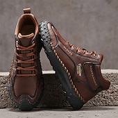 economico Scarponi da trekking-scarpe da trekking casual da uomo marroni, comode scarpe da ginnastica da passeggio con lacci e suola in gomma antiscivolo per viaggi, lavoro e uso quotidiano