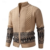 economico Maglioni Cardigan da uomo-Per uomo Felpa Cardigan Maglione Fair Isle A Coste Treccia Maglia Top Regolari Patchwork Blocco di colore Semplice Collo alla coreana Vacanza Moda Casuale Abbigliamento quotidiano Abbigliamento