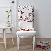 abordables Funda para silla de comedor-Funda para silla de comedor navideña, 1/2/4/6 piezas, funda para taburete, funda de poliéster con estampado geométrico, protector decorativo para silla navideña para el hogar