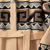 ieftine pulover cardigan pentru bărbați-Bărbați Pulover Pulover Cardigan Pulover Fair Isle Striat Tricotat Scurt Curelat Tricotat Simplu Șal  Guler Vacanță Modă Casual Purtare Zilnică Îmbrăcăminte Toamnă Primăvara &amp; toamnă Kaki M L XL