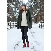 Недорогие Снежные и зимние ботинки-Женские зимние водонепроницаемые ботинки бордового цвета с флисовой подкладкой – теплые снегоступы с нескользящей подошвой для холодной погоды, прогулок на свежем воздухе и повседневной носки