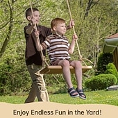 billige Utendørs aktivitet-Trehuske med anheng, 61 x 20 x 3 cm, for voksne og barn som veier 227 kg, justerbart hampetau og et trespill i 380 cm