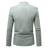 economico Giubbotti Casual-Per uomo Giacca di lino Formale Casa Bottoni Minimalista Primavera &amp; Autunno Autunno Tutte le stagioni Tinta unica Attivo Vintage Colletto a Camicia Regolare Blu marino Verde Cachi Azzurro Giacca