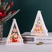 abordables lumières de Noël intérieures-1 pièce 15,5 * 10,8 cm Noël LED électronique bougie lumière rétro vent lumière intérieure et extérieure fête bureau ornement lumière lanterne suspendue décoration de Noël accessoire ag10 * 3 piles