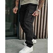 economico Pantaloni cargo-Per uomo Pantaloni Cargo Pantaloni Multi-tasche Tasca con Patta Semplice Indossabile All&#039;aperto Quotidiano Campeggio &amp; Escursionismo Moda Classico Nero Verde militare