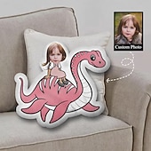 billige Personlige tekstiler-personlig ansiktspute med bilde, tilpassede barneputer med dinosaurridning, bursdagsgaver til gutter, morsom stygg pute, spesialformet pute, utstoppet dinosaur