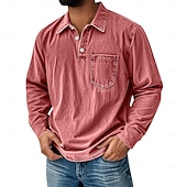 cheap Men&#039;s Classic Polo-Men&#039;s Vintage Polo Shirts Golf Polos Shirts Street Business Classic Long Sleeve Vintage Basic Solid Color Pocket Fall Winter All-Seasons Regular Fit Pink Black Gray Blue Purple Khaki Polo Shirts