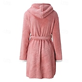 billiga Loungewear till damer-Dam Pyjamas Morgonrock Grundläggande Ledigt Lappverk Ficka Semester Hem Säng Långärmad Kavajslag Svart Rodnande Rosa Purpur Grå Ljusblå Höst Vinter Normal