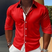 economico Camicie in raso da uomo-Per uomo Camicia Camicia in raso Camicia elegante Camicia casual Camicia con Bottoni Camicia da Ballo Semplice Formale Matrimonio Nero Rosso Blu reale Oro Manica Lunga Bavero Tutte le stagioni