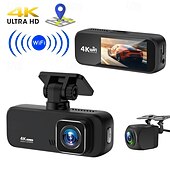 رخيصةأون مشغلات DVR للسيارات-كاميرا سيارة عالية الدقة 4K1080P ثنائية العدسة مع إمكانية الاتصال بالهاتف المحمول وجهاز تسجيل فيديو رقمي مخفي للمركبات.
