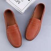 economico Mocassini casual-mocassini da guida color cuoio da uomo: comodi mocassini penny per l'estate, le riunioni all'aperto e gli eventi informali