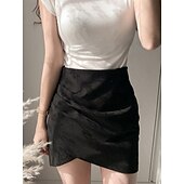 preiswerte Formelle Röcke-Damen Rock A-Linie Elegant Mode Mini Hohe Taille Röcke Einfach Mikroelastisch Straße Date Schwarz Rosa Khaki Grau Frühling Velourleder