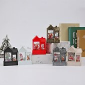 cheap Indoor Christmas Lights-1 Pc 12.2 * 8.9CM Christmas retro small house shaped LED electronic candle night light desktop Christmas style ornament light LR1130 * 3 battery