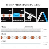 halpa LED-valonauhat-5v 5mm leveä 1-5m cob ws2812b ic rgb 160led/m led-nauha yksittäin osoitteellinen joustava tiheä tasainen valo unelmien jahtaava väri