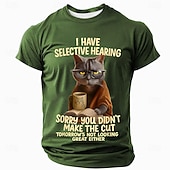  T-Shirt Grafica per Uomini Divertente Citazione Sarcastica del Gatto 'Ascolto Selettivo' Maniche Corte. Ottima per Umorismo di Stile di Vita e Atteggiamento.