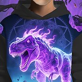 Недорогие Мальчиковые 3D Животные-Хэллоуин Мальчики 3D Мультипликация Динозавр Толстовка Длинный рукав Весна Осень Мода Уличный стиль Дети 4-12 лет Капюшон на открытом воздухе Повседневные Стандартный