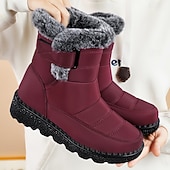 abordables Botas de mujer-Mujer Botas Botas de nieve Diario Tacón Plano Dedo redondo Casual Satén Mocasín Vino Negro Azul