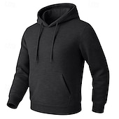 abordables Sweat à capuche en polaire-Homme Sweat à capuche Sweat à capuche en polaire Sweat à capuche doublé en polaire Noir Blanche Jaune Rose Claire Vert Véronèse À capuche Uni Poche kangourou Sport &amp; Loisir Occasionnel Quotidien