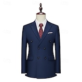 abordables Blazers Classiques pour Hommes-Homme Blazer Affaires Cocktail Fête de mariage Mode Occasionnel Printemps Automne Polyester Uni Avec Poches Boutons Confortable Double Boutonnage veste Noir Blanche Jaune Rose Claire