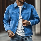 abordables Vestes en Suède Synthétique-Homme Veste Légère Blazer en faux suède Veste Décontractée Vacances Quotidien Résistant à l&#039;usure Avec Poches Printemps Automne Uni Mode Classique Revers Régulier Chameau Bleu Roi Marron Veste