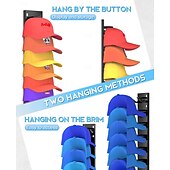 economico Contenitori per abbigliamento-Confezione da 2 organizer per cappelli da baseball, portacappelli adesivo resistente per parete, espositore per cappelli multistrato, ganci per cappelli da parete che possono contenere fino a 18